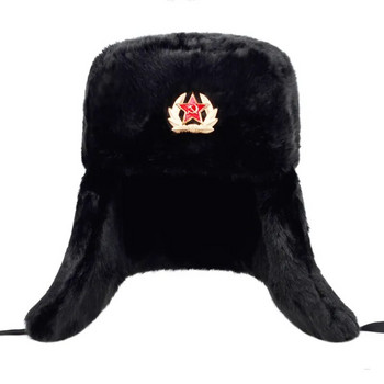 Ρωσικά καπάκια βομβαρδιστικών υπαίθριων θερμών ωτοασπίδων ανδρικά και γυναικεία καθολικά καπάκια χειμερινού σκι καπέλα με στρατιωτικό σήμα πυκνά καπέλα