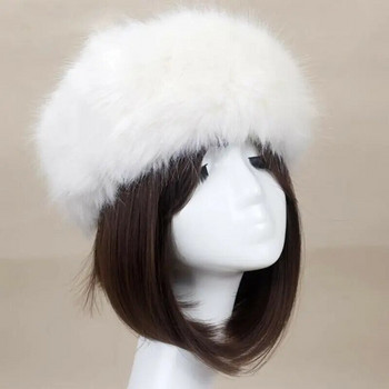 Χειμερινή χοντρή γούνινη λωρίδα μαλλιών Χνουδωτό ρώσικο ψεύτικο γούνα Γυναικείο καπέλο για κορίτσια με γούνα κεφαλόδεσμο Καπέλο κεφαλής για κεφαλή χειμωνιάτικο υπαίθριο θερμοσίφωνο Καπέλα σκι