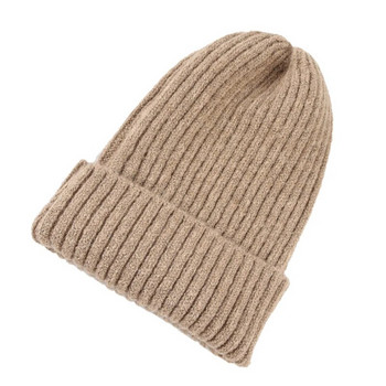 2022 Νέα χειμερινά καπέλα για γυναίκες Ανδρικά πλεκτά μονόχρωμα Καπάκι ρολογιού για κορίτσια Skullies Beanies Γυναικείο ζεστό χειμωνιάτικο καπό Casual καπέλο