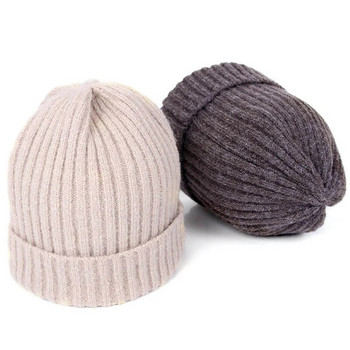 2022 Νέα χειμερινά καπέλα για γυναίκες Ανδρικά πλεκτά μονόχρωμα Καπάκι ρολογιού για κορίτσια Skullies Beanies Γυναικείο ζεστό χειμωνιάτικο καπό Casual καπέλο