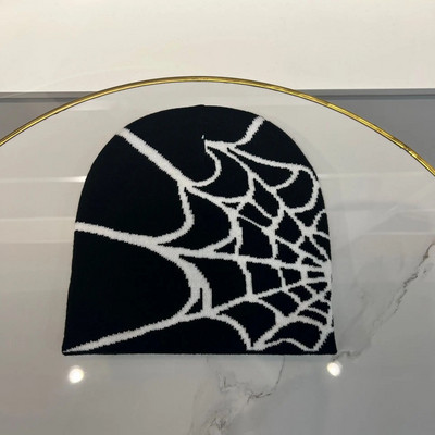 Jauna modes bieza silta rudens trikotāžas cepure sievietēm vīriešu helovīna žakarda hiphopa ziemas unisex zirnekļa tīkla beanie