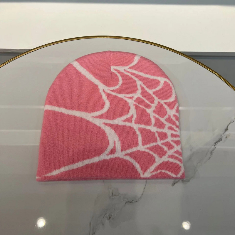 Jauna modes bieza silta rudens trikotāžas cepure sievietēm vīriešu helovīna žakarda hiphopa ziemas unisex zirnekļa tīkla beanie