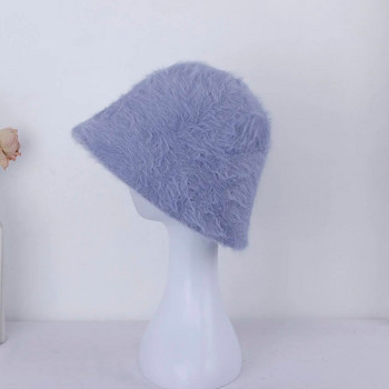 Καπέλο χειμερινής γυναικείας μόδας 2020 Καπέλο μονόχρωμο γούνινο καπέλο κουνελιού καπέλο κάδος καπέλο ψαρά ρετρό πλεκτή μάλλινη λεκάνη Καπέλο κουβά
