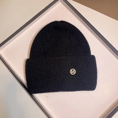 Kape od zečjeg krzna Pahuljasta zimska kapa za žene Angora mekana topla pletena kapa Skullies kape od kape Ženska kapa s kapom M pletena kapa