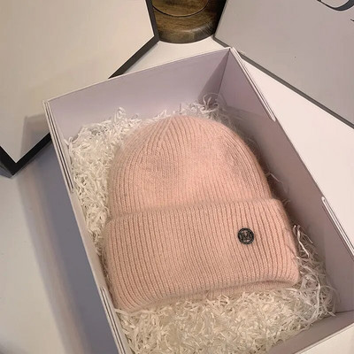 Kape od zečjeg krzna Pahuljasta zimska kapa za žene Angora mekana topla pletena kapa Skullies kape od kape Ženska kapa s kapom M pletena kapa