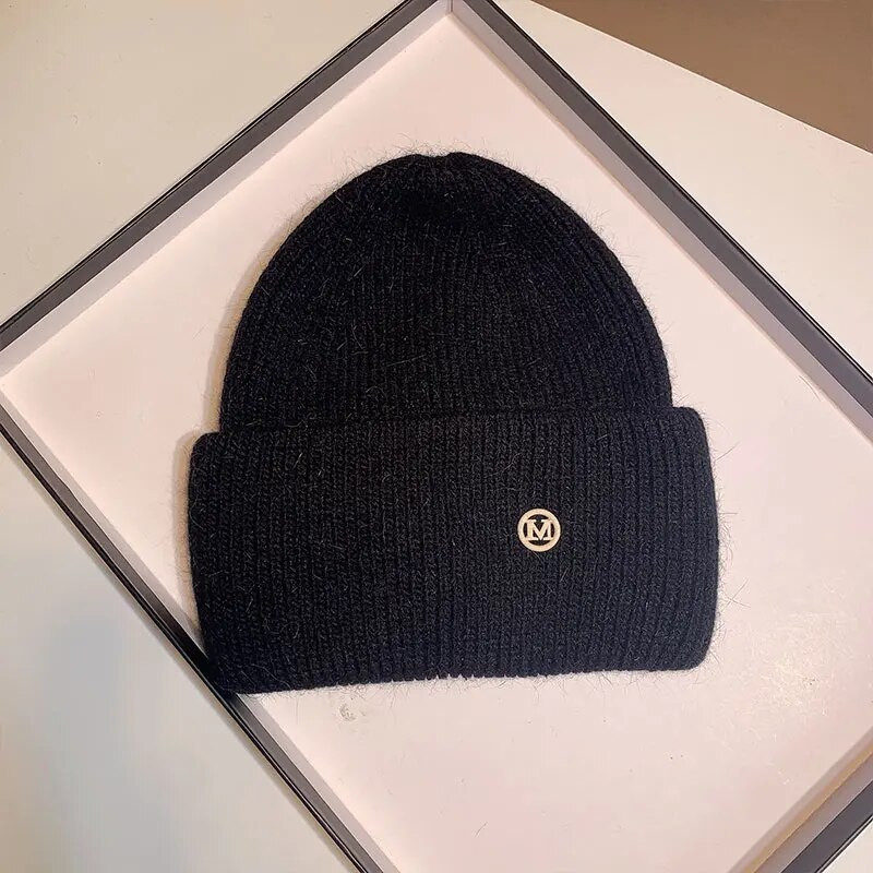 Kape od zečjeg krzna Pahuljasta zimska kapa za žene Angora mekana topla pletena kapa Skullies kape od kape Ženska kapa s kapom M pletena kapa