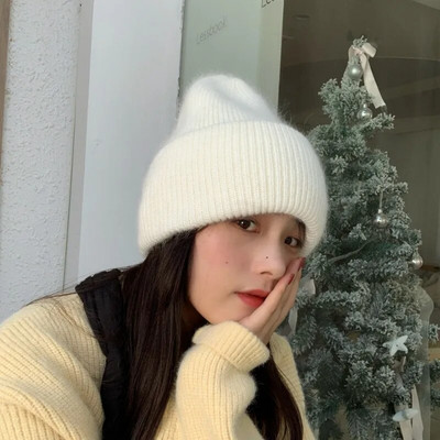 Kvaliteetsed paksendatud kootud nokamütsid Naised Mehed Suusatavad Gorras Talvised küülikukarvad soojad villased mütsid Kõrv Tuulekindlad rattamütsid