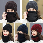 Κασκόλ Winter Beanie Καπέλο Θερμικό Fleece Πλεκτό Καπέλο Μαλακό Ζεστό Balaclava Μάλλινο Λαιμόκοψη Κασκόλ Κασκόλ