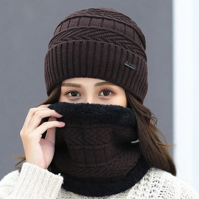 Κασκόλ Winter Beanie Καπέλο Θερμικό Fleece Πλεκτό Καπέλο Μαλακό Ζεστό Balaclava Μάλλινο Λαιμόκοψη Κασκόλ Κασκόλ