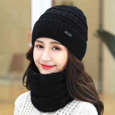 Κασκόλ Winter Beanie Καπέλο Θερμικό Fleece Πλεκτό Καπέλο Μαλακό Ζεστό Balaclava Μάλλινο Λαιμόκοψη Κασκόλ Κασκόλ
