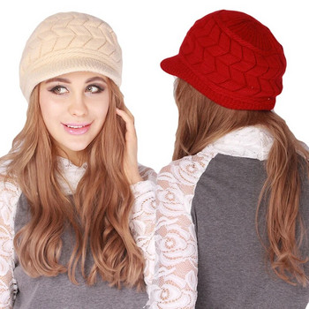 Χειμερινό γυναικείο καπέλο φαρδύ γείσο Keep ζεστό καπέλο πλεκτά καπέλα Γυναικεία μαλακά ψηλά ελαστικά ζεστά καπέλα Beanies κορίτσι καπέλο μονόχρωμο 2023 Νέο