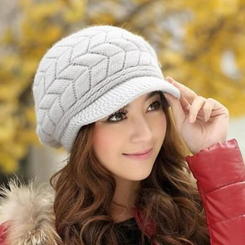 Χειμερινό γυναικείο καπέλο φαρδύ γείσο Keep ζεστό καπέλο πλεκτά καπέλα Γυναικεία μαλακά ψηλά ελαστικά ζεστά καπέλα Beanies κορίτσι καπέλο μονόχρωμο 2023 Νέο