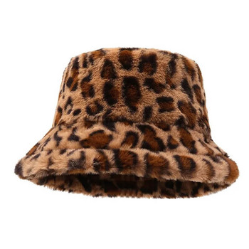 Καπέλο Γυναικεία Χειμερινή Έκθεση Πρόσωπο Μικρή Λεοπάρ Καπέλο Ψαρά Καπέλο Γυναικείο Ευέλικτο καπέλο ζεστό δοχείο με βελούδινο καπέλο κουβά