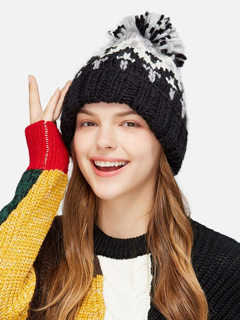 suusatamine Kašmiir Naise talvemüts Sügisnokad pompooniga Soe villane Skullies hulgimüük akrüülist nokamüts naiste talvemüts