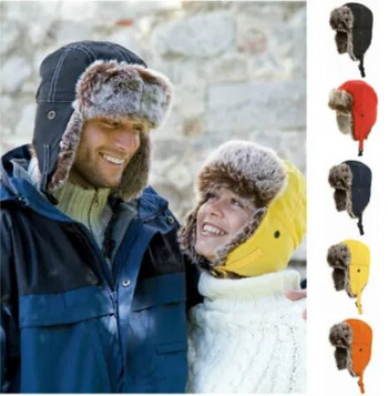 Ανδρικά γυναικεία Unisex Warm Trapper Aviator Trooper Earflap Winter Flaps Καπέλο σκι Νέα καπέλα Ρωσικό καπέλο σκι Καπέλα από ψεύτικη γούνα