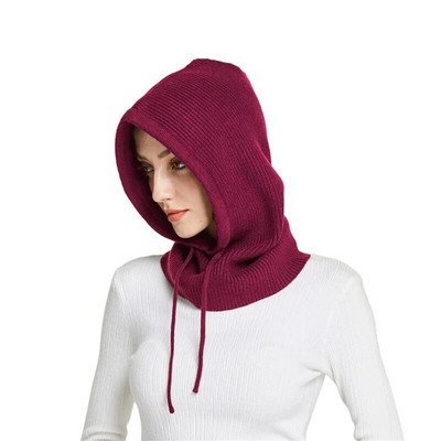 Kašmira trikotāžas cepure ar kapuci sievietēm Ziemas kakla pārsegs Balaclava Skullies Beanes Auss Seja Aizsarg Siltas Vilnas Cepures Viltus Apkakle