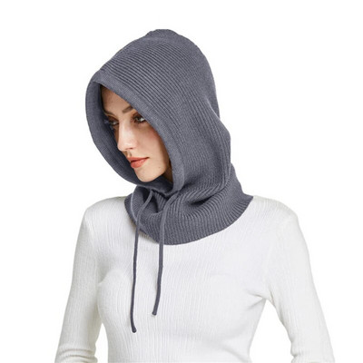 Kašmira trikotāžas cepure ar kapuci sievietēm Ziemas kakla pārsegs Balaclava Skullies Beanes Auss Seja Aizsarg Siltas Vilnas Cepures Viltus Apkakle