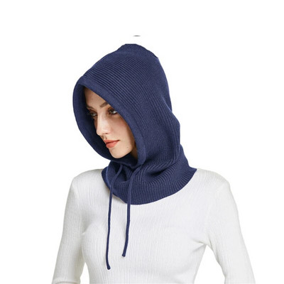 Kašmira trikotāžas cepure ar kapuci sievietēm Ziemas kakla pārsegs Balaclava Skullies Beanes Auss Seja Aizsarg Siltas Vilnas Cepures Viltus Apkakle