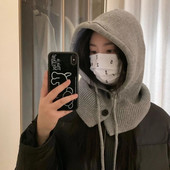 Kootud kapuutsiga müts õpilastele Täiskasvanute tuulekindel talvine Balaclava kaelakaitsemüts koos reguleeritava suurusega sooja rattamütsiga