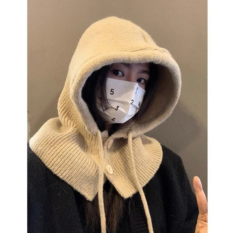 Kootud kapuutsiga müts õpilastele Täiskasvanute tuulekindel talvine Balaclava kaelakaitsemüts koos reguleeritava suurusega sooja rattamütsiga