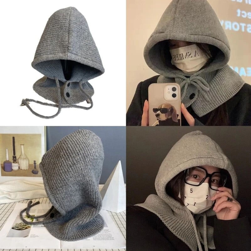 Kootud kapuutsiga müts õpilastele Täiskasvanute tuulekindel talvine Balaclava kaelakaitsemüts koos reguleeritava suurusega sooja rattamütsiga