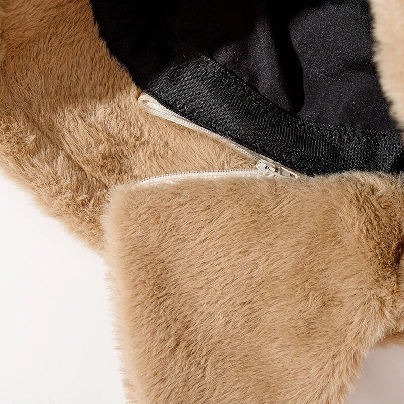 RICYGVM ausu aizsardzība plīša kausa cepure sievietēm vienkrāsains mākslīgās kažokādas kausa cepures biezas siltas sieviešu ziemas austiņas Panamas vāciņš