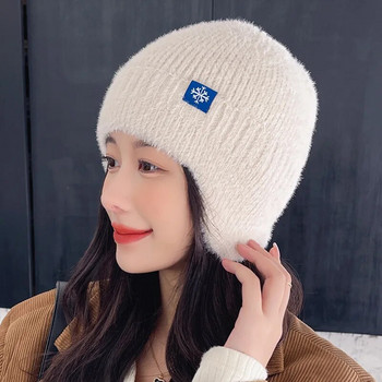 2022 Νέα γυναικεία καραμέλες Χρώματα για αυτιά Χειμερινό καπέλο Μόδα ψεύτικη γούνα Πλεκτό καπέλο Kpop στυλ Μαλακά καπέλα Beanie Γυναικεία Καπέλα Streetwear