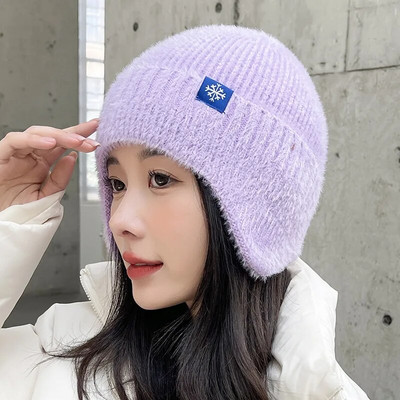 2022. aasta uued naiste kommid, värvid kõrvaklapp talvemüts, mood kunstkarusnahast kootud müts Kpop stiilis pehme nokamütsid Naiste tänavarõivaste müts