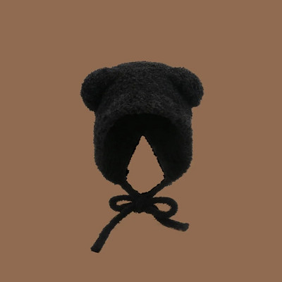 uus Lambhair Winter Harajuku y2k Beanies kootud müts naistele nööriga soe paks hiphop pealuu müts Lühike müts Unisex Basic Cap bomber