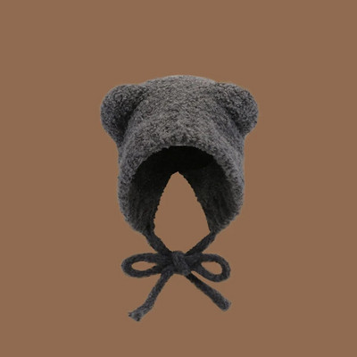 uus Lambhair Winter Harajuku y2k Beanies kootud müts naistele nööriga soe paks hiphop pealuu müts Lühike müts Unisex Basic Cap bomber