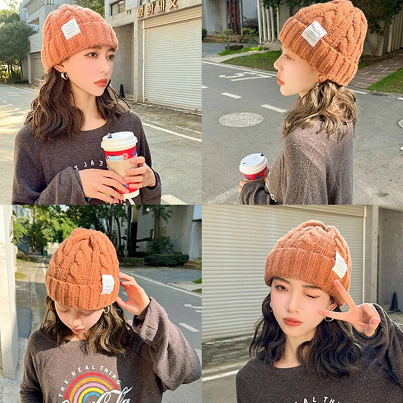 Jauna sieviešu ziemas cepure 2023. gads. Cepures ar cepurēm sievietēm adīta cepure, modes silta vilna, pāra vāciņš, pārsegs, sieviete, ziemas, sieviešu pārsegs