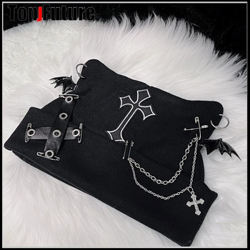 Harajuku Gothic Lolita Πλεκτό καπέλο για γάτα Γυναικεία πανκ Σχεδιαστής σταυρός νυχτερίδα Winter Beanie καπέλο Γυναικεία Y2K Αξεσουάρ για κορίτσια Καπέλο
