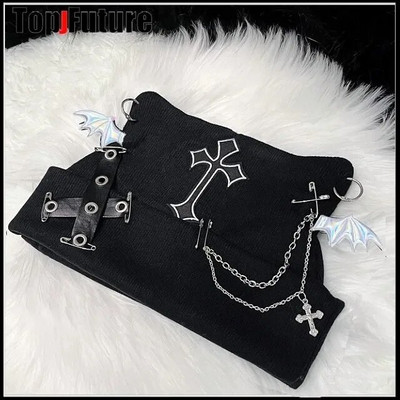 Harajuku gooti Lolita kootud kassi kõrvakübar Naiste punk Disainer Cross Bat Talvine Beanie Müts Naine Y2K Tüdrukute Aksessuaarid Müts
