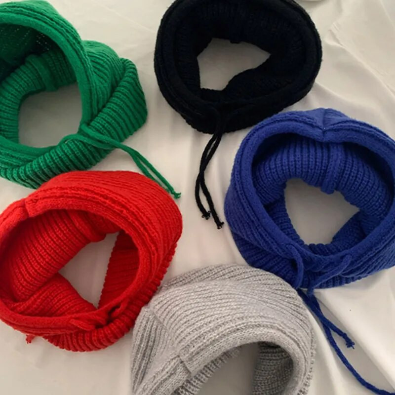 Ziemas sieviešu cepures unisex trikotāžas ar kapuci kakla apkakles cepure Beanie vīriešiem un sievietēm, aukliņas viengabala cepures, siltākas balaclavas cepures