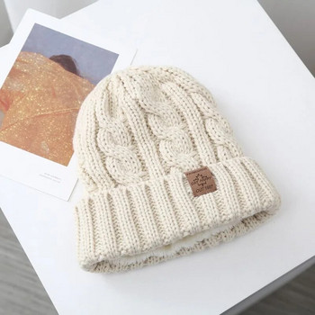Νέα χειμωνιάτικα καπέλα Unisex Προσθέστε ανδρικά και γυναικεία καπέλα με γούνα, ζεστό καπέλο με μπισκότο Casual χειμερινά πλεκτά καπέλα με ετικέτα με φύλλα σφενδάμου