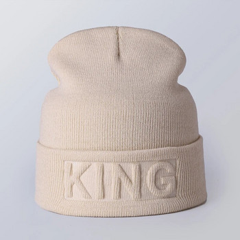 Χειμερινό καπέλο King Queen Beanies Μόδα Hip Hop Ζευγάρια Καπέλο Casual Solid Καπέλο Ανδρικό Γυναικείο Ζεστό πλεκτό καπό για σκι Beanie Skullies