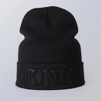 Χειμερινό καπέλο King Queen Beanies Μόδα Hip Hop Ζευγάρια Καπέλο Casual Solid Καπέλο Ανδρικό Γυναικείο Ζεστό πλεκτό καπό για σκι Beanie Skullies