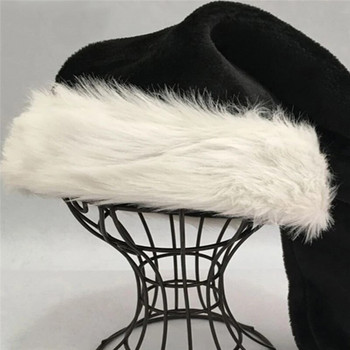 Μαύρο βελούδινο μακρύ χριστουγεννιάτικο καπέλο υψηλής ποιότητας μονόχρωμο χριστουγεννιάτικο κοστούμι πομπό καπέλο Άγιου Βασίλη