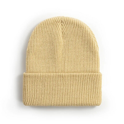 Pălării solide tricotate calde unisex pentru femei Beanie Amestec de lână Moale toamnă iarnă Bărbați Femei Căciuli Căciuli Gorro Șepci de schi 10 culori ieftine