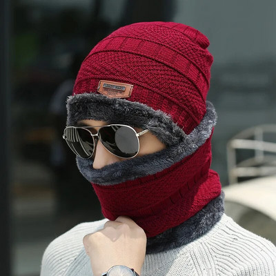 2022 pălărie de iarnă pentru bărbați pălărie tricotată șapcă de iarnă beanie femei groase de lână eșarfă șapcă balaclava mască bonetă set de pălării