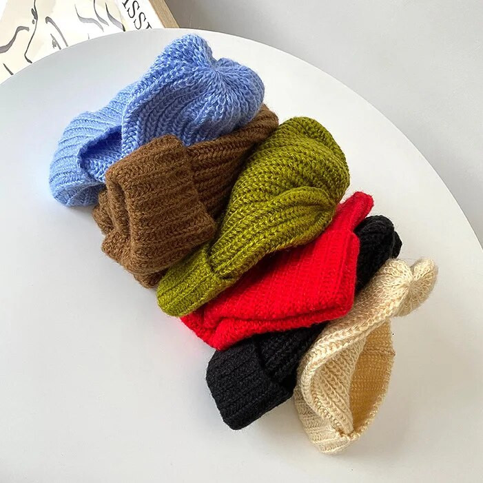 Horetong ziemas trikotāžas cepure sievietēm korejiešu modes viengabalaina āra siltas pupiņas Vispārpiemērots ikdienas elastīgs ērts vāciņš 2022 jauns