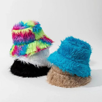 INS Χοντρό αρνί μαλλί βελούδινο καπέλο κουβά ψεύτικη γούνα Καπέλα ψαρά για γυναίκες κορίτσια Χειμώνας ζεστό χνούδι Μπολ Φθινοπωρινά Καπέλα δρόμου