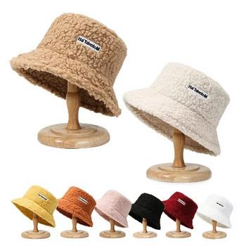 INS Χοντρό αρνί μαλλί βελούδινο καπέλο κουβά ψεύτικη γούνα Καπέλα ψαρά για γυναίκες κορίτσια Χειμώνας ζεστό χνούδι Μπολ Φθινοπωρινά Καπέλα δρόμου