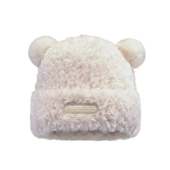 Καπέλο Bear for Winter Furry Ears Beanie Plush Bear Superrr Soft βελούδινο Dropshipping