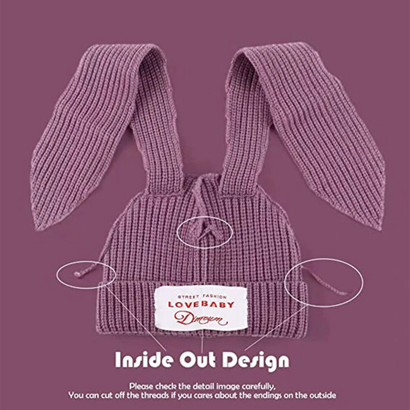 2023. aasta uus mood Skullies Beanie pikk kõrvamüts Heegeldatud kootud müts Armsad jänkukõrvad naiste mütsid Talvised soojad mütsid