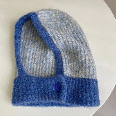 Kpop Color Women Girl Y2K BEANBalaclava Knit Scarf Hat Outdoor Winter Ski Full Face Mask Caps Модни топли плетени на една кука качулка Бонета