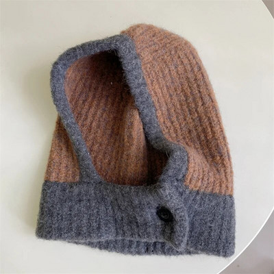 Kpop Color Women Girl Y2K BEANBalaclava Knit Scarf Hat Outdoor Winter Ski Full Face Mask Caps Модни топли плетени на една кука качулка Бонета