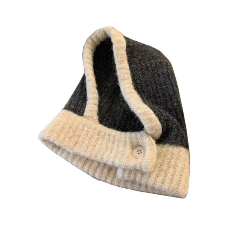 Kpop Color Women Girl Y2K BEANBalaclava Knit Scarf Hat Outdoor Winter Ski Full Face Mask Caps Модни топли плетени на една кука качулка Бонета