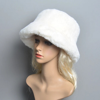 2024 Νέο στιλ ψεύτικα καπέλα από γούνα κουνελιού Super soft γυναικεία χειμερινό καπέλο βαμβακερή επένδυση Ζεστή ρωσική μόδα φασόλια σκι βελούδινα μονόχρωμα