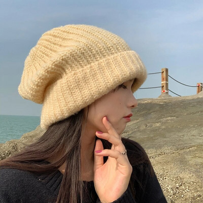 Horetongi talvine silmkoeline müts naiste korea mood Soliidne õues soe nokamüts Täiesti sobiv vabaaja elastne mugav müts 2022 uus